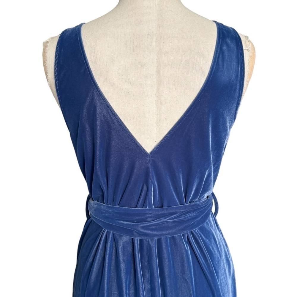 & Other Stories Belted Velvet  Midi Dress in Blue Size: 4 - Picture 11 of 12
